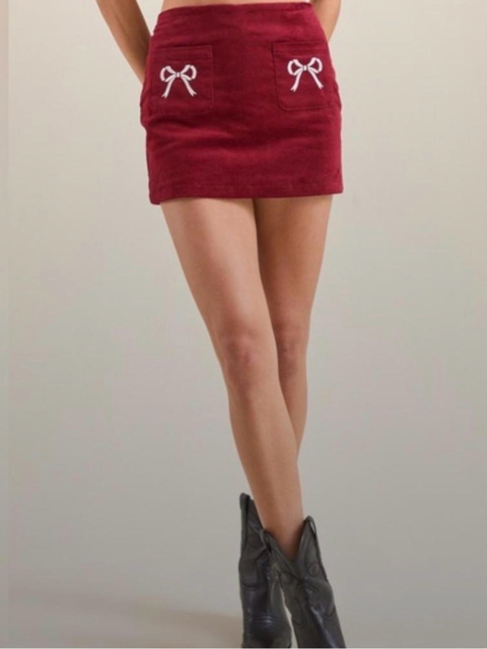 Altar’d State Burgandy Mini Skort